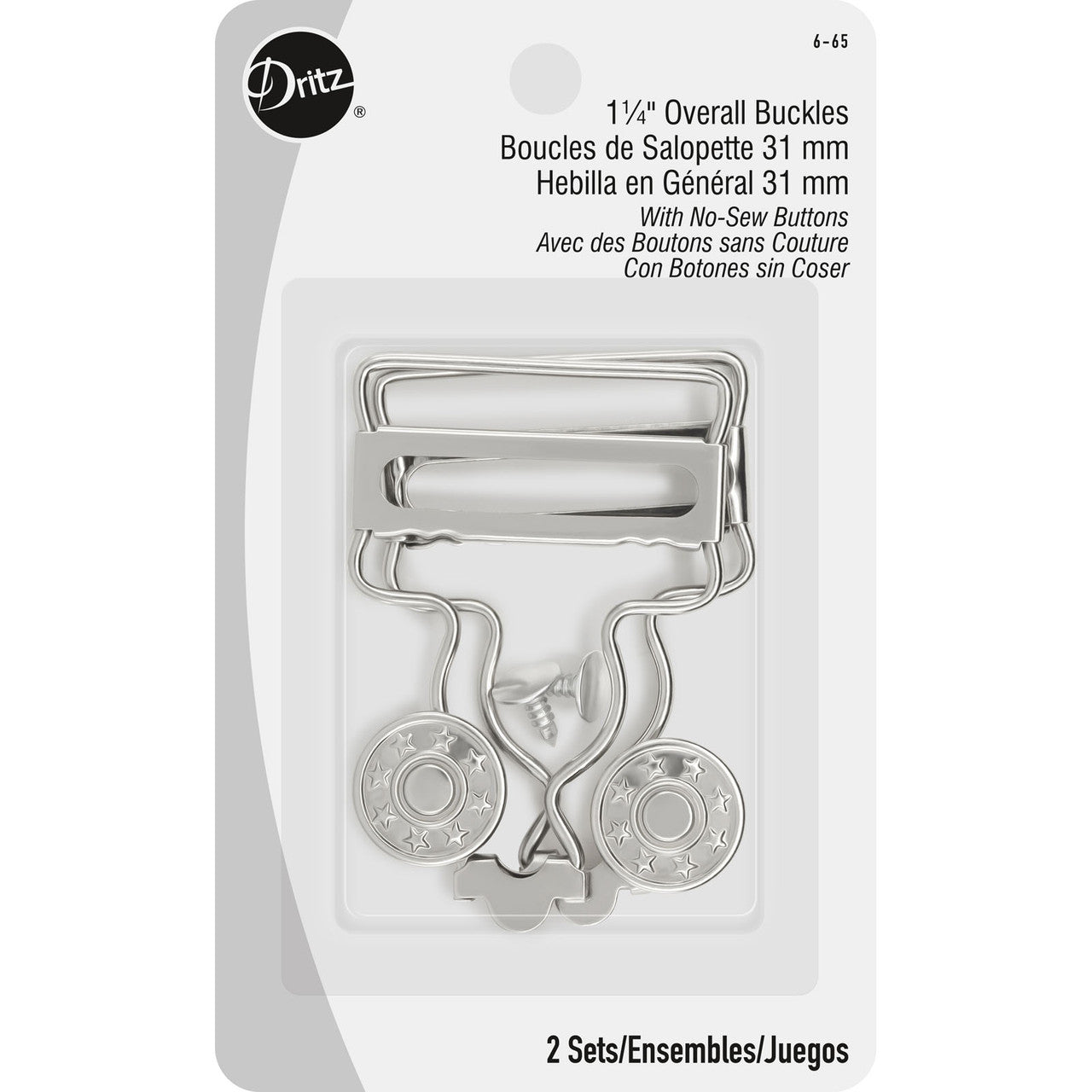 Web Only Sewing Notions:  Dritz Nickle Buckle Overall with Buttons - 1 pack