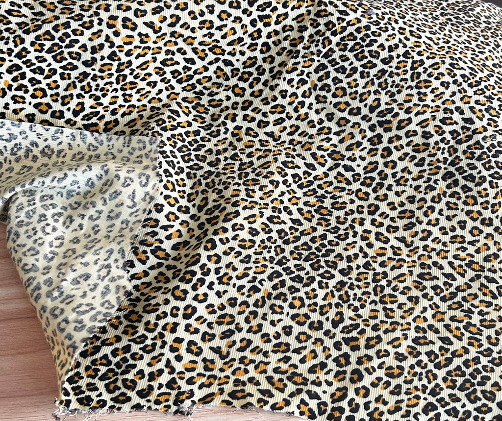 End of BOlt: 4 yards of Fashion Corduroy Animal Print Baby Wale 100% Cotton Woven-Remnant