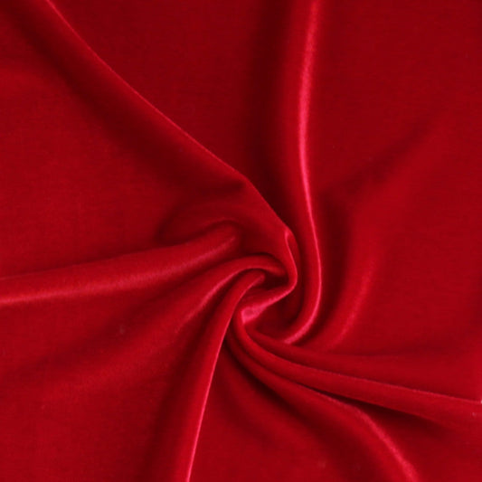 Holiday Red Fashion Stretch Velvet Knit-Sold by the yard