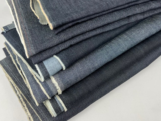 Josie's Zero Waste Fabric Bundles: 6.5 yards of Denim Blues LA excess -Mystery Pack