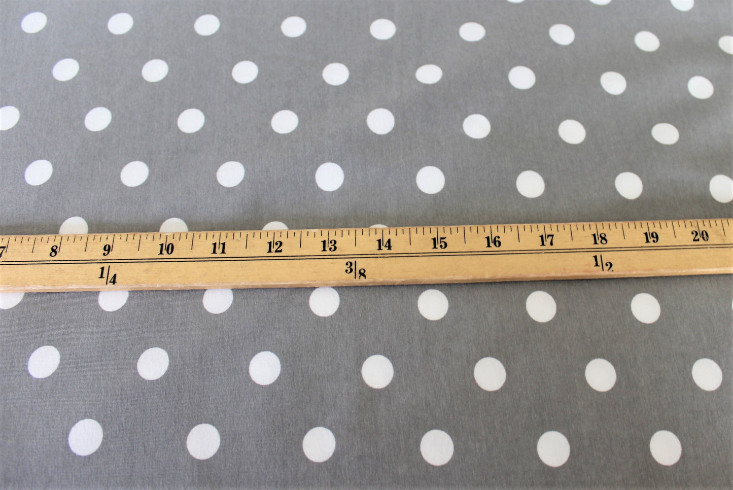 End of Bolt: 1 yard of Cotton Spandex Dots Gray Made in the USA 9 oz Jersey Knit-remnant