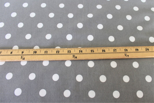 End of Bolt: 1 yard of Cotton Spandex Dots Gray Made in the USA 9 oz Jersey Knit-remnant