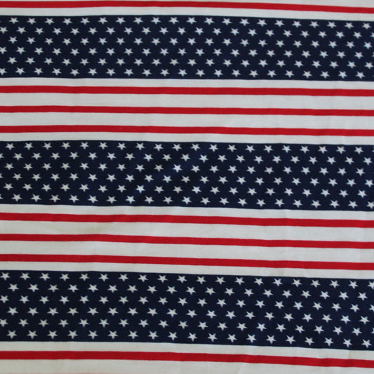 End of Bolt: 1-5/8th yards of Cotton Spandex American Flag Stars and Stripes Knit- Remnant