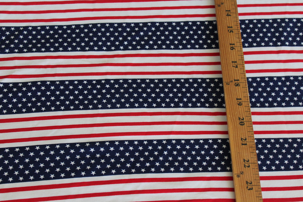 End of Bolt: 3 yards of Cotton Spandex American Flag Stars and Stripes Knit- Remnant