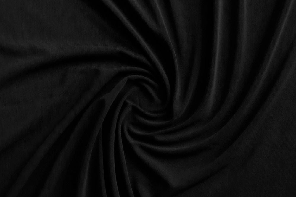 Designer Deadstock Medium weight Black ITY Jersey Knit Solid Knit- by the yard