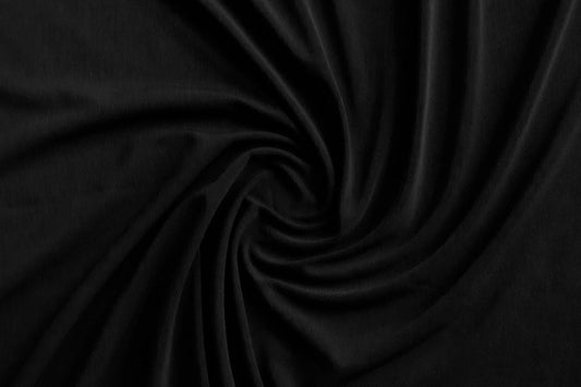 Designer Deadstock Medium weight Black ITY Jersey Knit Solid Knit- by the yard