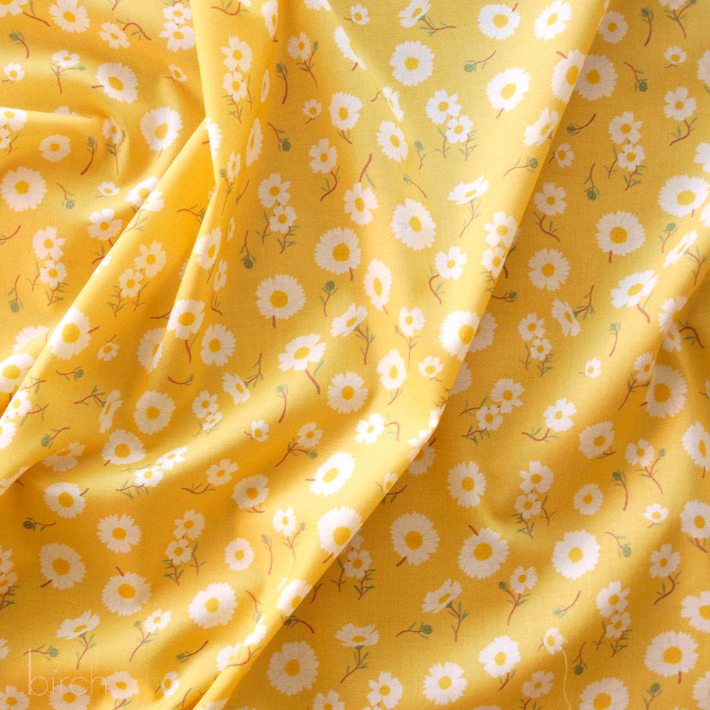 Organic Fabrics Daisies Sunshine Lawn 75GSM by Birch Fabrics- by the half yard