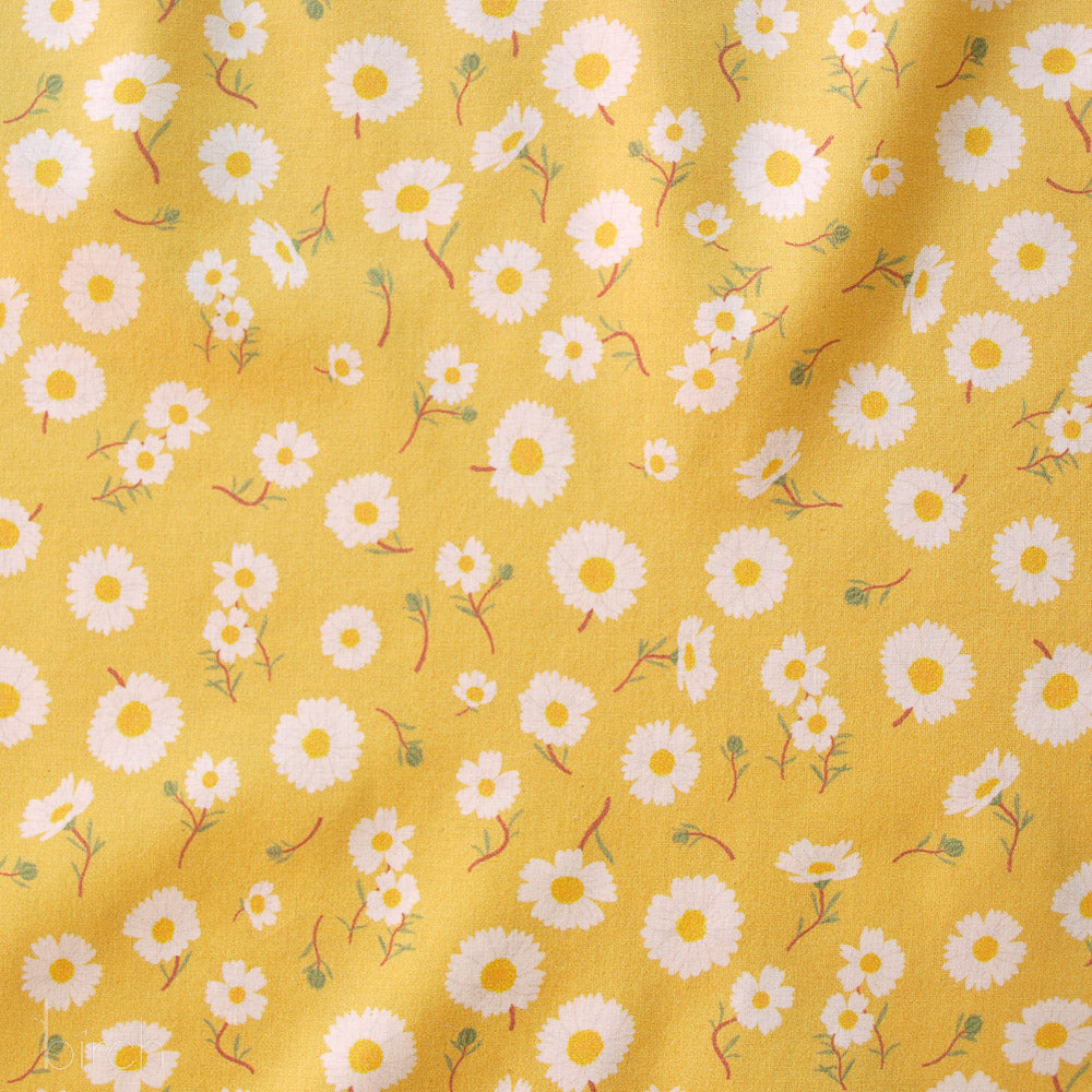 Organic Fabrics Daisies Sunshine Lawn 75GSM by Birch Fabrics- by the half yard