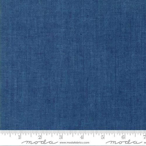 Moda Fabrics: 100% Cotton Chambray Shirting Woven Royal Indigo Woven- Price listed by the Half Yard