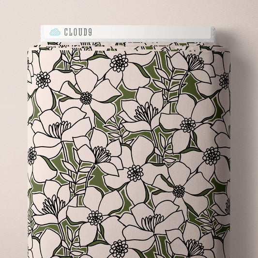 Cloud9 Fabrics: MODAL RAYON Marsh Havens Floral Quinn Challis Woven 3.9oz- by the Half Yard