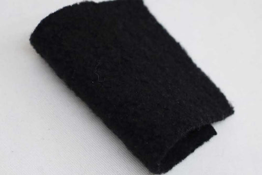 Designer Deadstock Wool Blend Teddy French Terry Knit Black- Sold by the yard