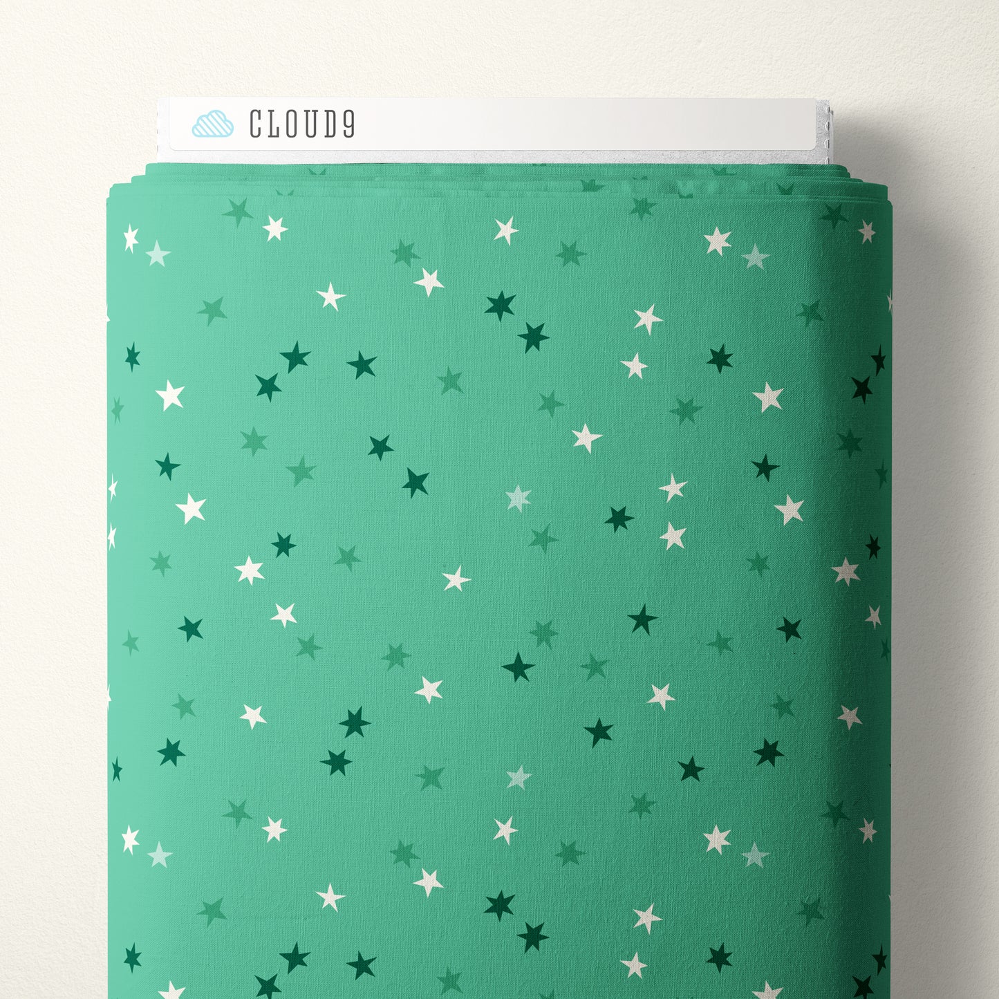 Cloud9 Fabrics:Merry & Mod Holiday Sparkle in Turquoise 4.8oz Organic Cotton Woven- by the Half Yard