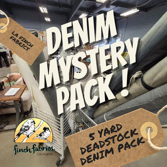 August/September Mystery Pack: 5 yards of Indigo Denim- 2 fabric cuts assorted