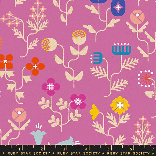 Moda Fabrics: Ruby Star Society  Salutations Heliotrope Pink Cotton Linen Forget Me Not Woven- by the Half yard