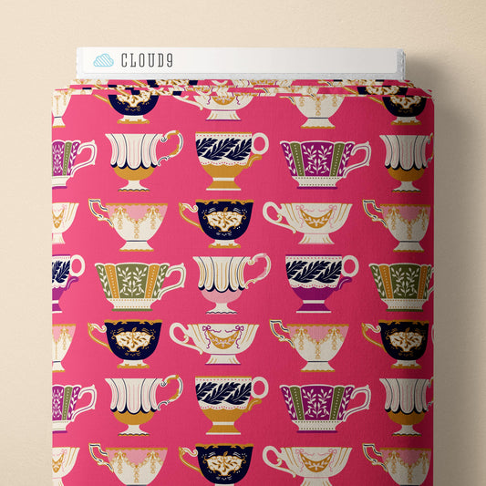 Cloud9 Fabrics: Porcelain Punk Organic Cotton Magenta Rococo Riot Woven- by the half yard