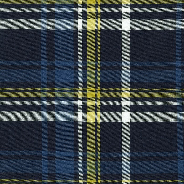 End of Bolt:3 yards of Kaufman Yarn Dyed Denim Junction Plaid Indigo & Yellow Woven 5.2 oz- remnant