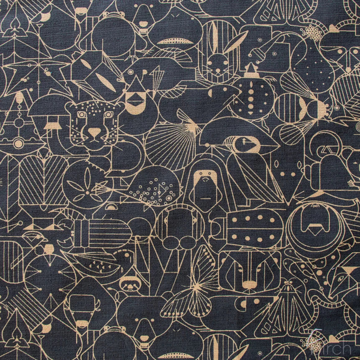 Organic Premium Cotton Barkcloth Charley Harper Endpapers Cast iron Birch Fabrics-(215GSM) by the half yard