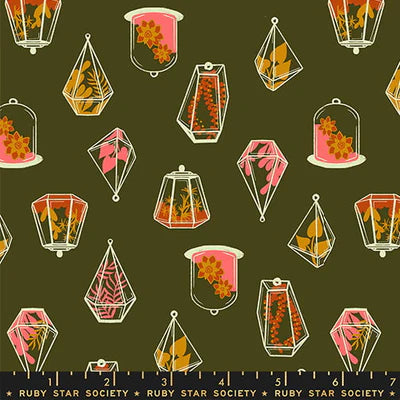 Moda Fabrics: Ruby Star Society Calathea Terrarium Novelty Houseplant Mossy Cotton Woven- by the half yard