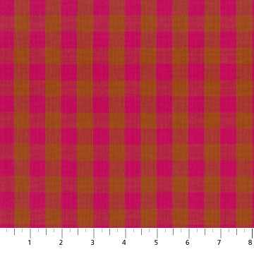 Northcott Fabrics: Anna Maria Textiles Yarn Dyed Hot Common Ground Pink and Caramel Brown Shirting Woven- by the Half Yard