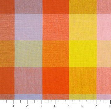 Northcott Fabrics: Anna Maria Textiles Yarn Dyed Sunset Windowbox Checks Shirting Woven- by the Half Yard
