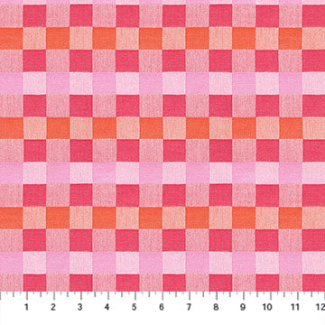 Northcott Fabrics: Anna Maria Textiles Checkmates Yarn Dyed Cotton Gameboard in Bubblegum woven- by the half yard