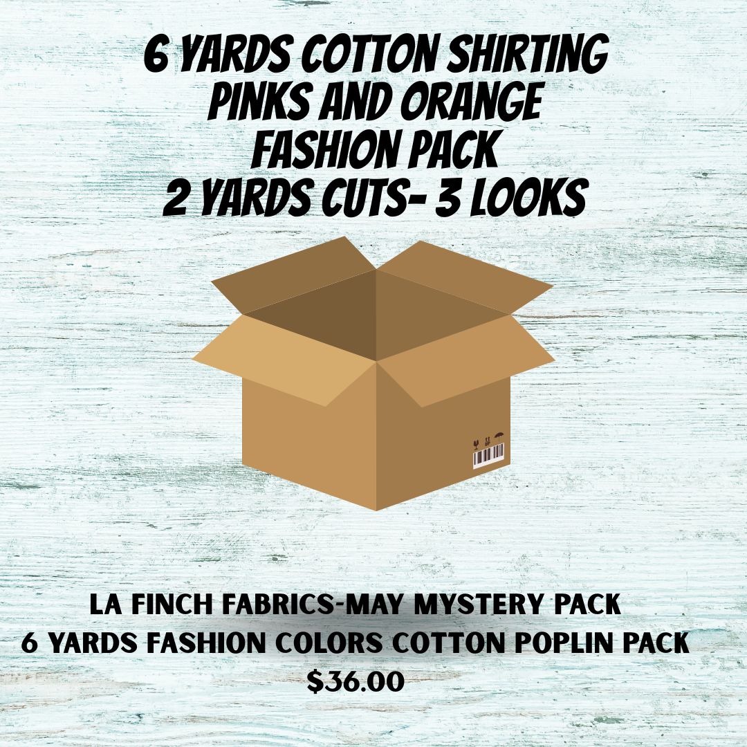 May Mystery Pack: 6 yards Italian Cotton Shirting Pinks and Yellows Pack ( 3 looks)- Assorted
