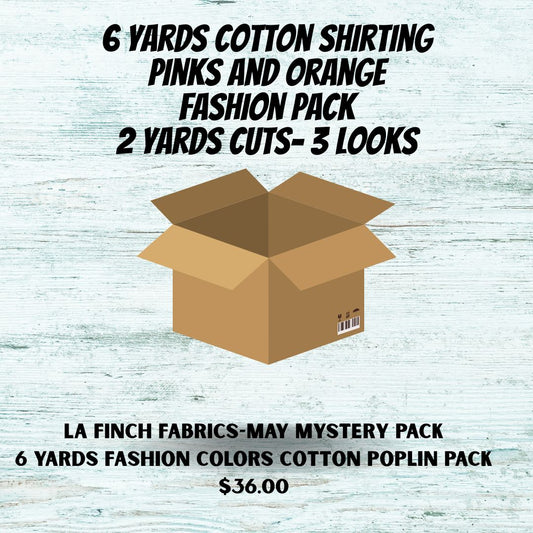 May Mystery Pack: 6 yards Italian Cotton Shirting Pinks and Yellows Pack ( 3 looks)- Assorted
