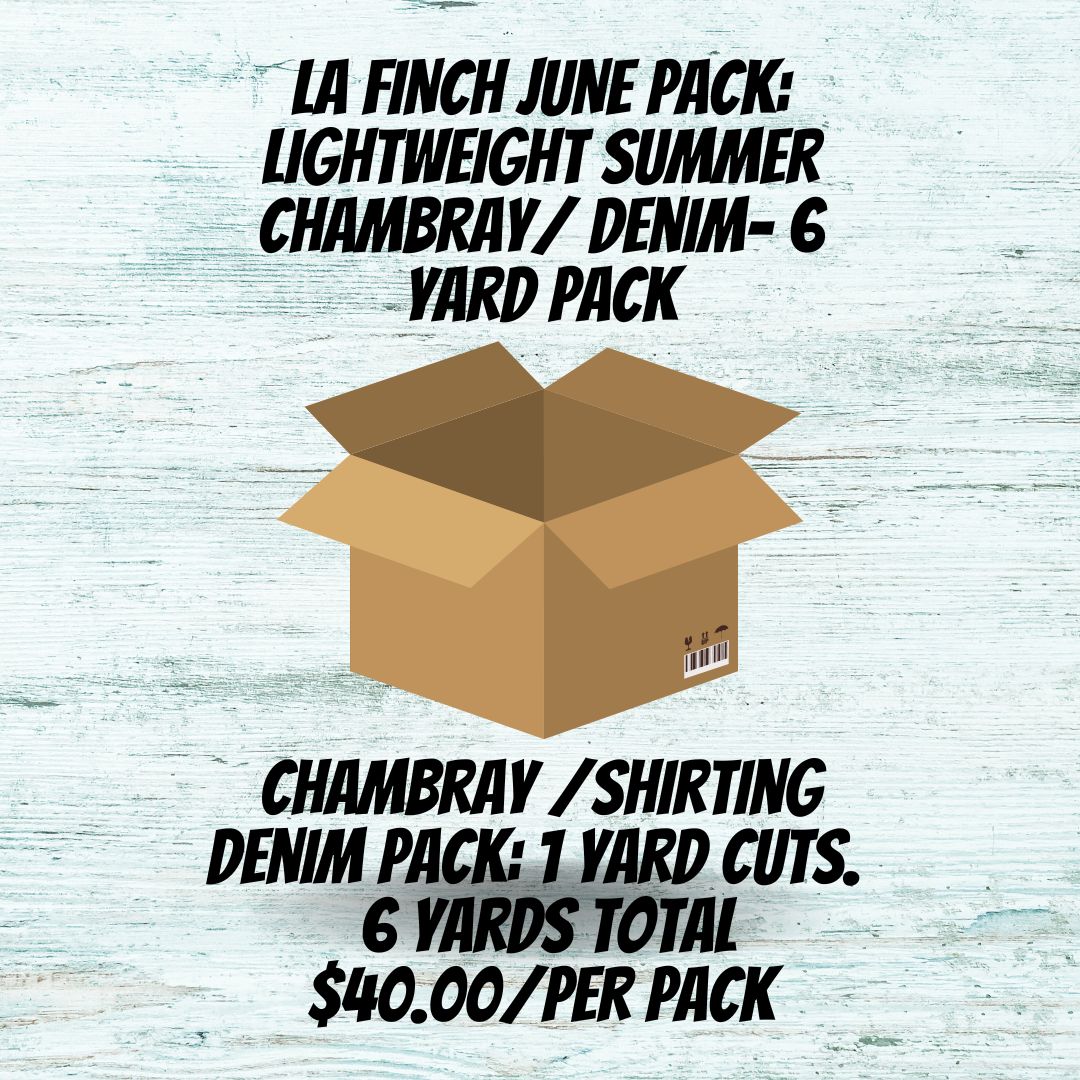 June Mystery Pack: 6 yards of Chambray and Shirting Denim Solid Wovens- Mystery Pack