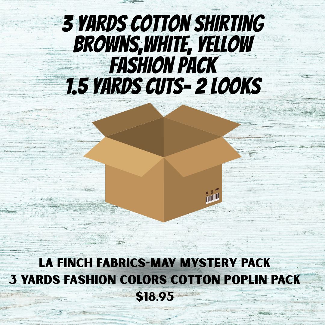 May Mystery Pack: 3 yards Italian Cotton Shirting Earth Tones Pack ( 2 looks)- Assorted
