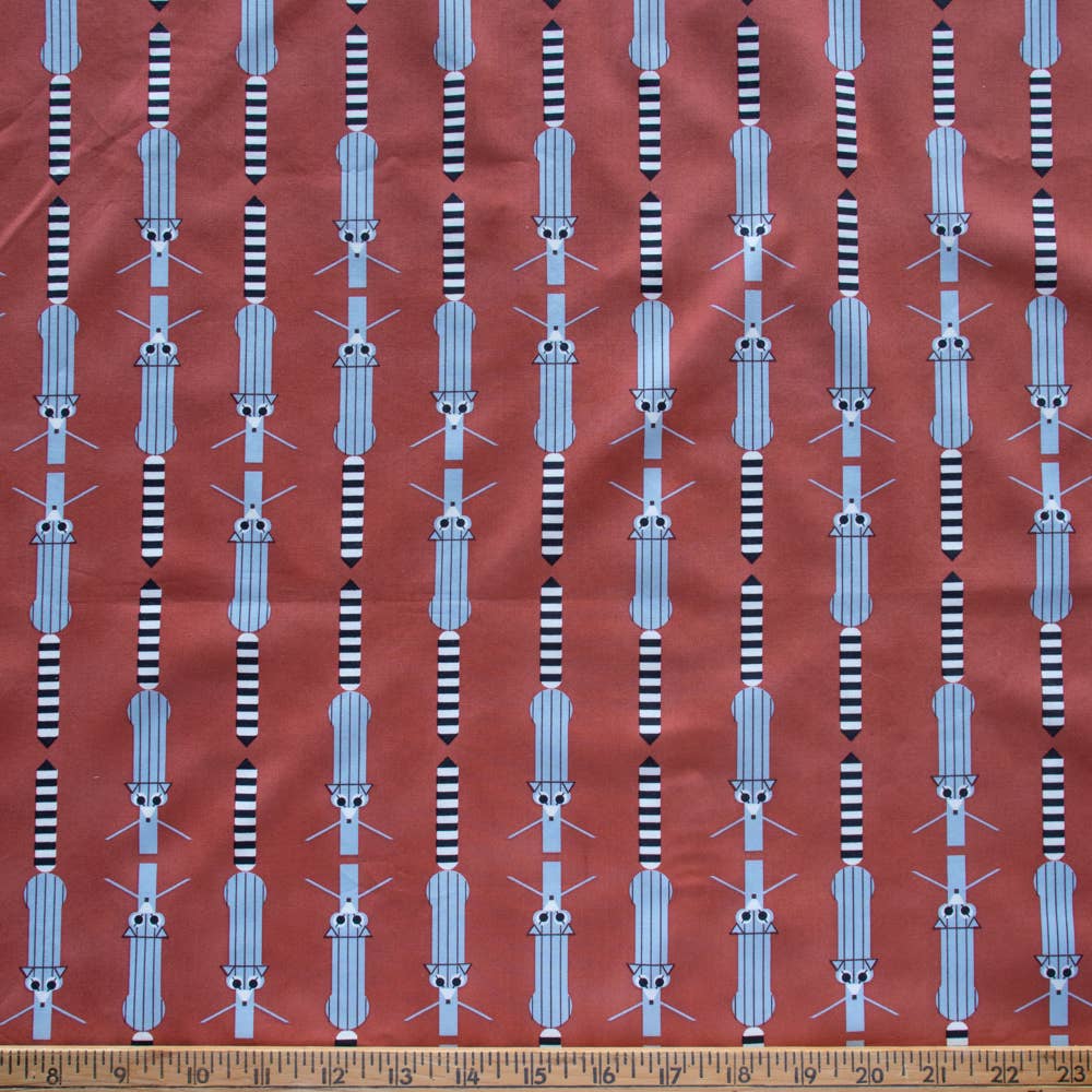 Birch Fabrics: Organic Cotton Poplin 115 GSM Ringtail Stripe Charley Harper -by the half yard