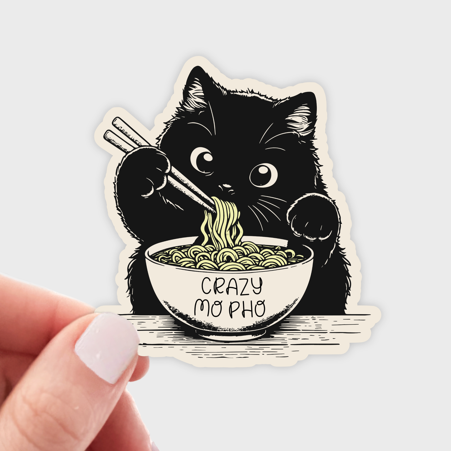 Stickers and Stationery: Crazy Mo Pho Black Cat Sticker