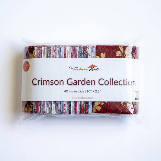Quilting Fabrics: 40-Piece Cotton 2.5'' x 10'' Mini Strips - Crimson Garden Collection
