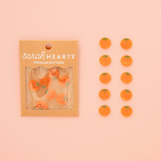 Notions: Sarah Hearts Orange Heirloom Tomato Small 5/8" Buttons-1 Pack ( 10 Buttons)