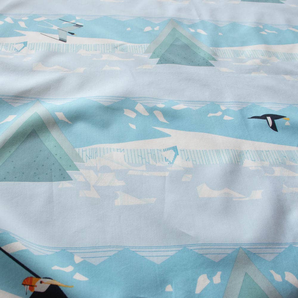 Birch Fabrics: Organic Cotton Poplin 115 GSM Glacier Shore by Charley Harper-by the half yard