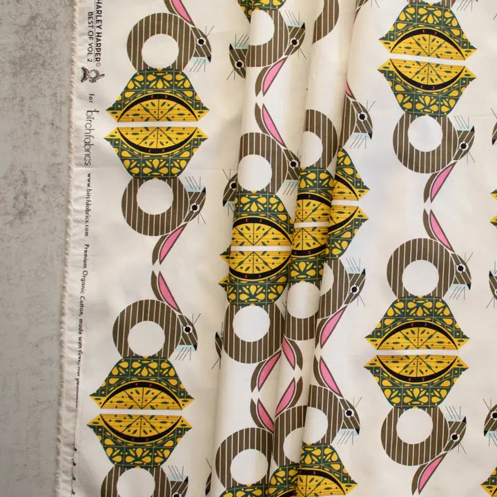 Birch Fabrics: Organic Cotton Poplin 115 GSM Box Seat Charley Harper-by the half yard