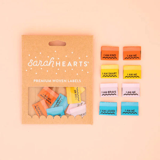 Notions: Sarah Hearts Affirmations Multipack Woven Labels - 1 Pack