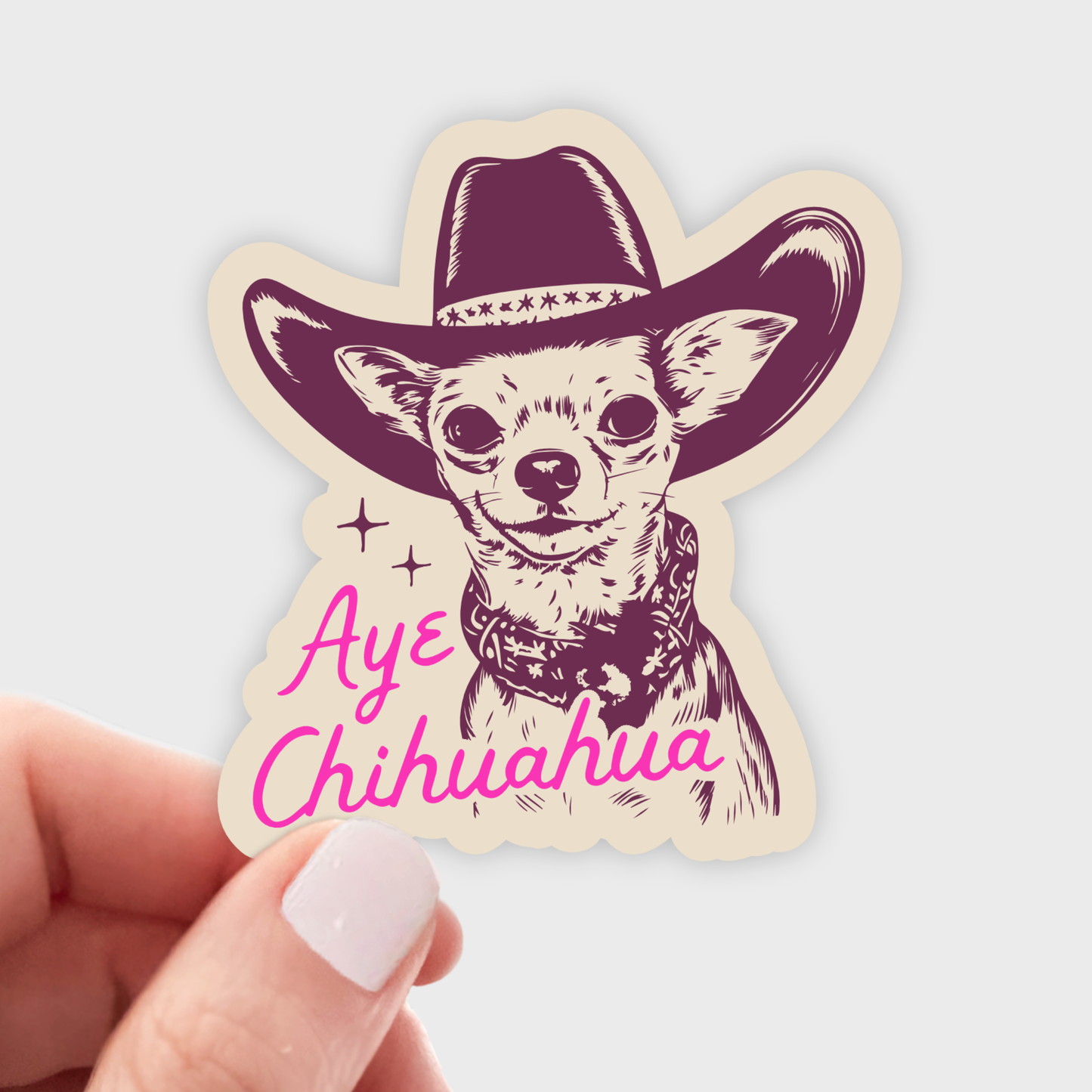Stickers and Stationery: Aye Chihuahua Small Western Tiny Dog Sticker -(2.76”x3”)