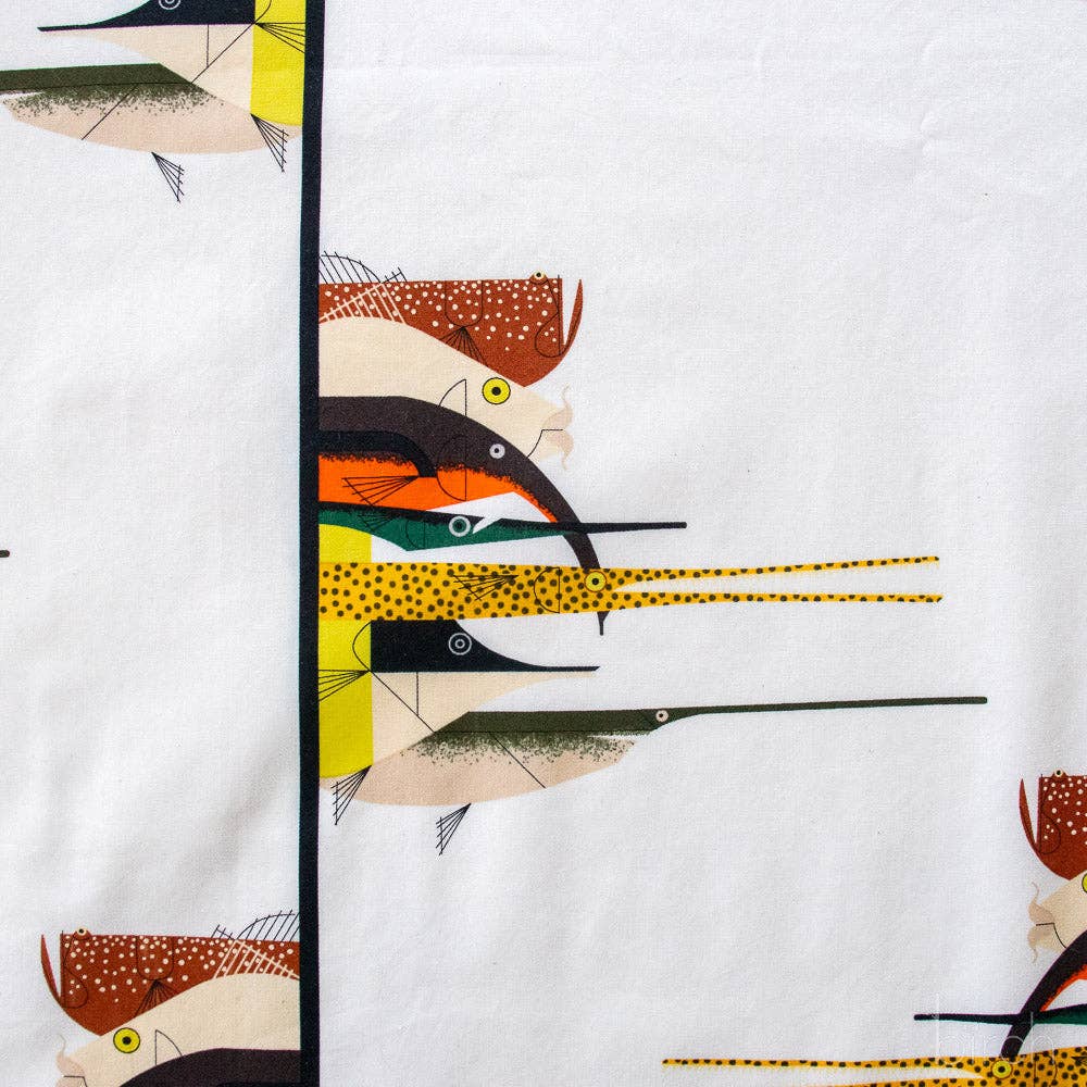 Birch Fabrics: Charley Harper Organic Cotton Gone Fishin Poplin-by the half yard