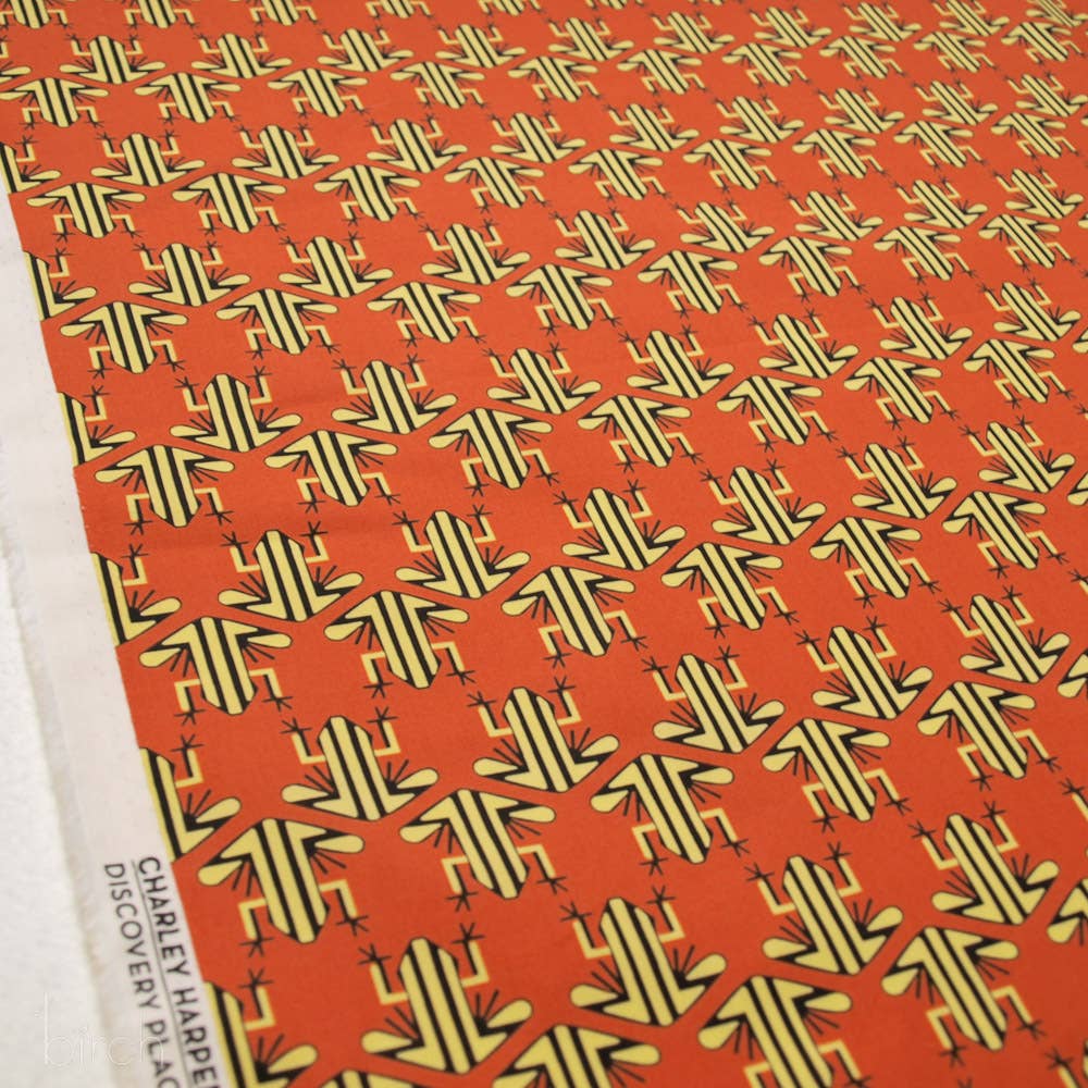 End of Bolt: 1.5 yards of Organic Premium Cotton Yellow Frog Dart Shirting Poplin 115gsm by Birch Fabrics-remnant