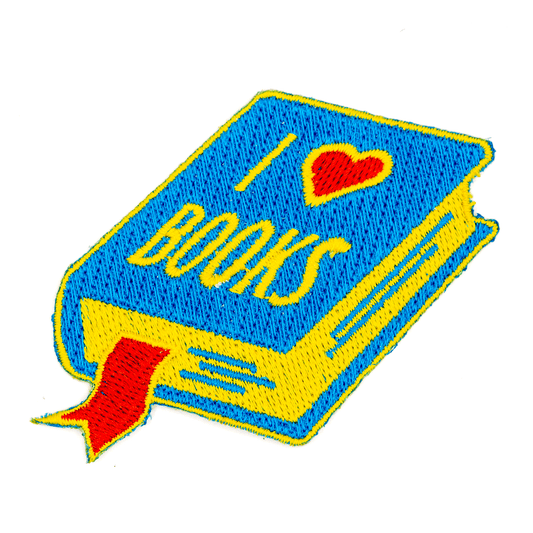 I Heart Books Embroidered Iron-On Patch 2.5"- 1 patch