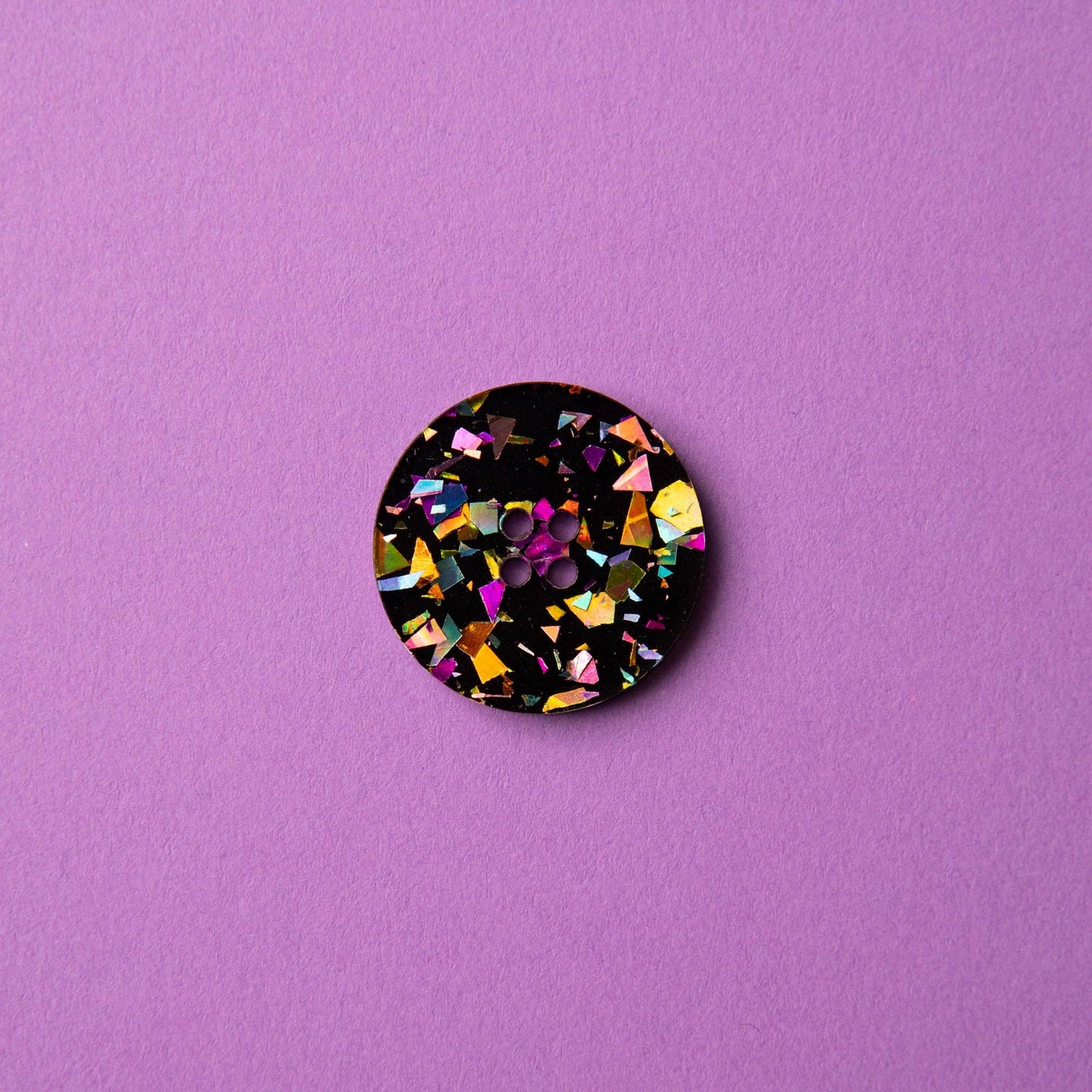 Sewing Supplies: Handmade Classic Circle 3/4" inch Black Princess Flake Iridescent Buttons- Set of 8-1 Pack