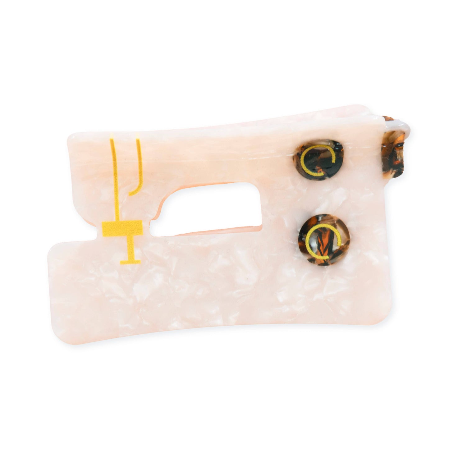 Toy resembling a sewing machine with a white background