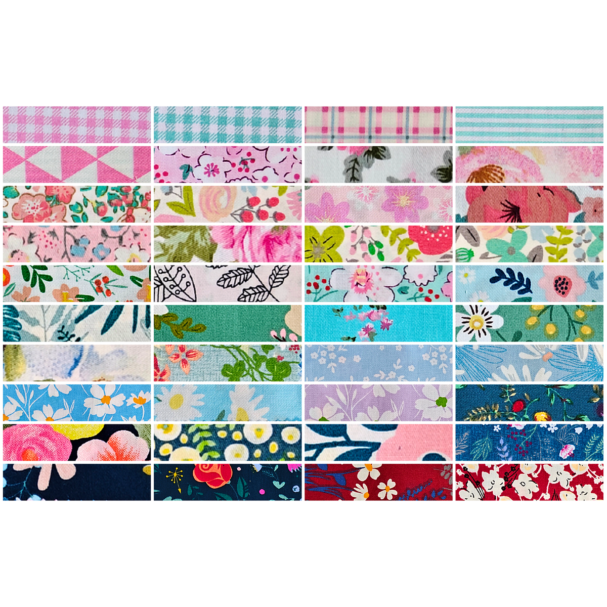 Quilting Fabric: 40-Piece Cotton 2.5'' x 10'' Mini Strips - Blossom Breeze Collection