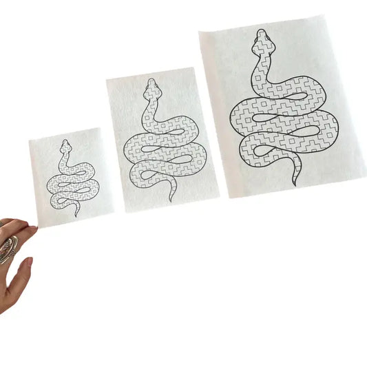 Sashiko Collection: Sashiko Snake - Visible Mending Stick and Stitch Pattern : Large 8.5x11- 1 Adhesive Transfer