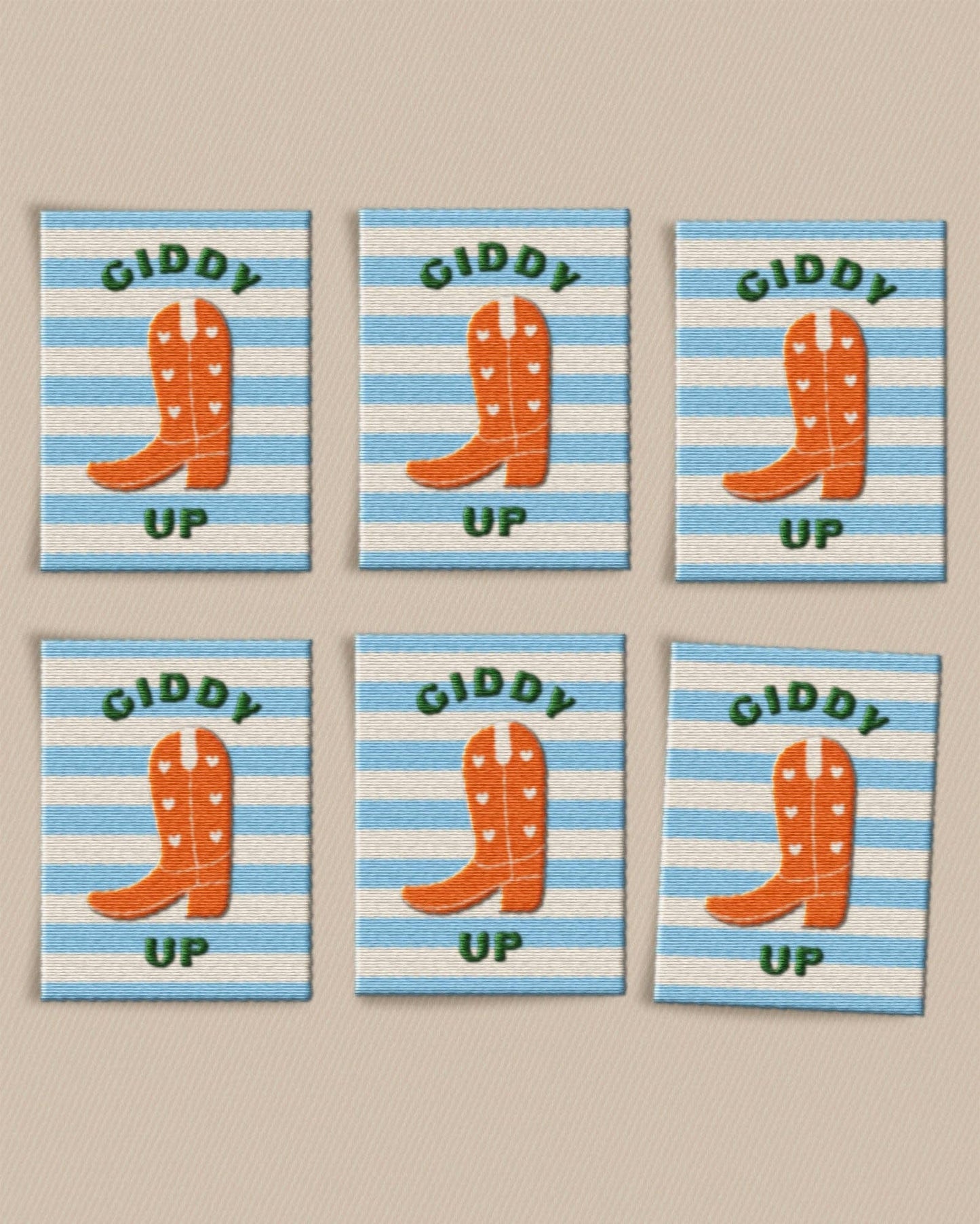 Sewing Labels: Cowboy Boot Large Garment Labels by Matchy Matchy Sewing Club: Set of 6-1 Pack