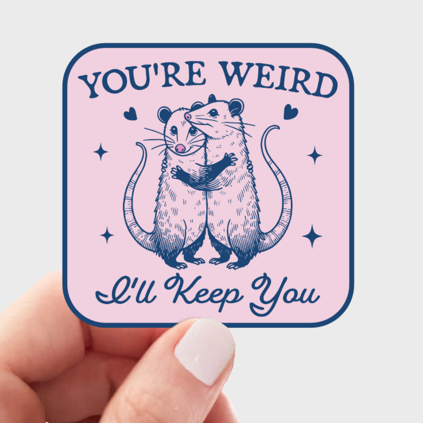 Stickers and Stationery: You're Weird I'll Keep You Pink Possums Sticker