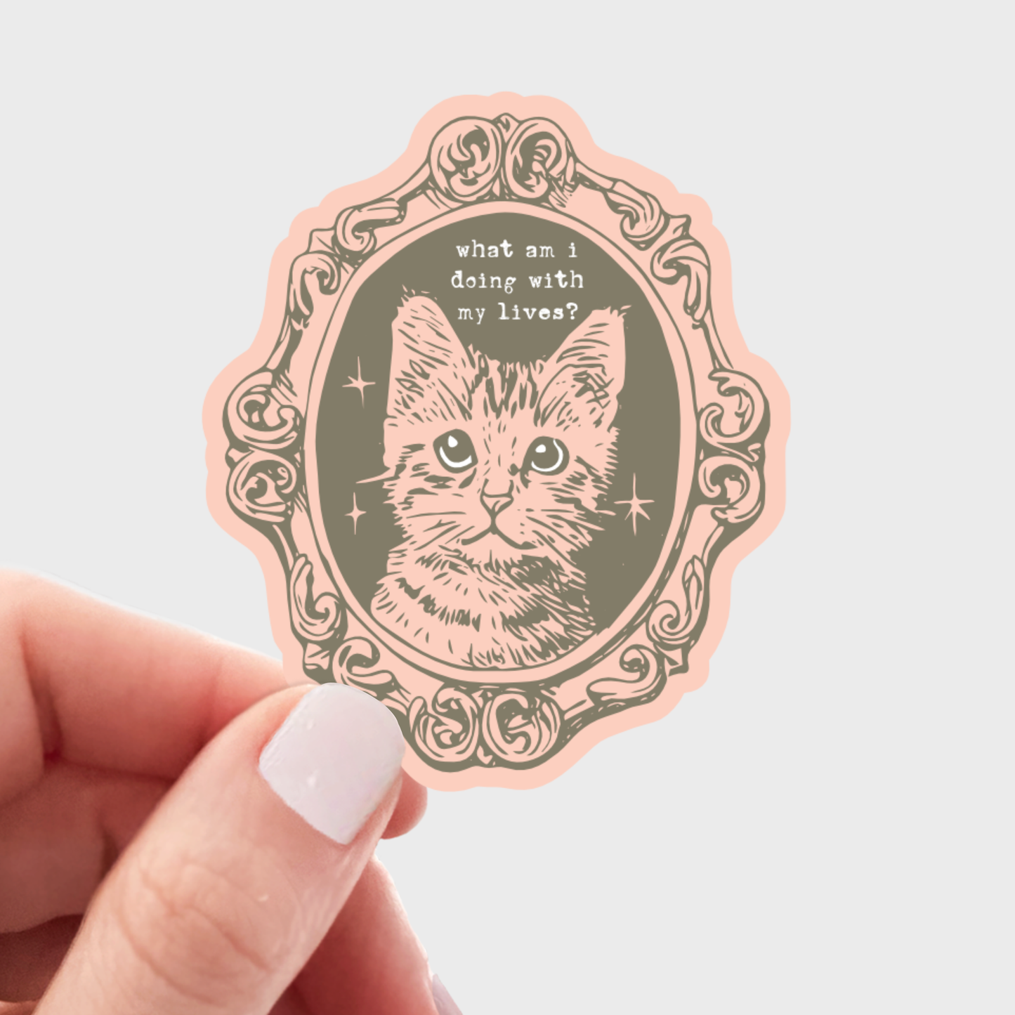 Stickers and Stationery: What Am I Doing With My Lives Funny Cat Sticker