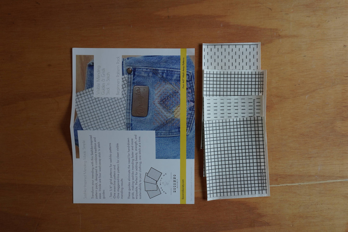 Sashiko and Visible Mending Supplies:  Stick and Stitch Patterns- Starter Pack:( 4 transfer sheets)