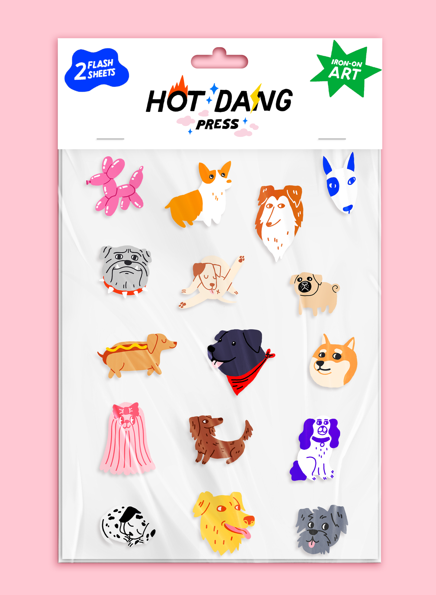 Iron On Art: All Dogs Sheet Set by Hot Dang Press- (2 sheets)