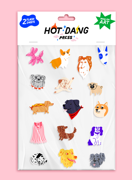 Iron On Art: All Dogs Sheet Set by Hot Dang Press- (2 sheets)